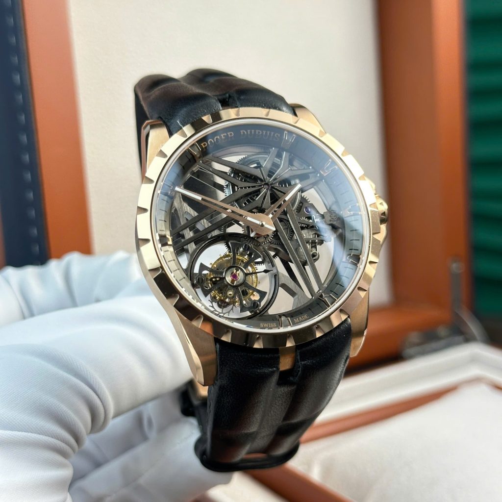 Roger Dubuis Excalibur RDDBEX0836 18K Rose Gold Skeleton Dial Rose Gold Bezel Black Rubber Strap 42mm Replica Watches - 3-202