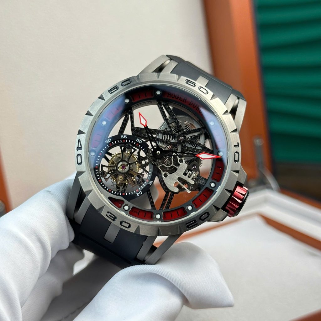 Roger Dubuis Excalibur Spider RDDBEX0545 Titanium Skeleton Dial Titanium Bezel Black Rubber Strap 45mm Replica Watches - 3-203