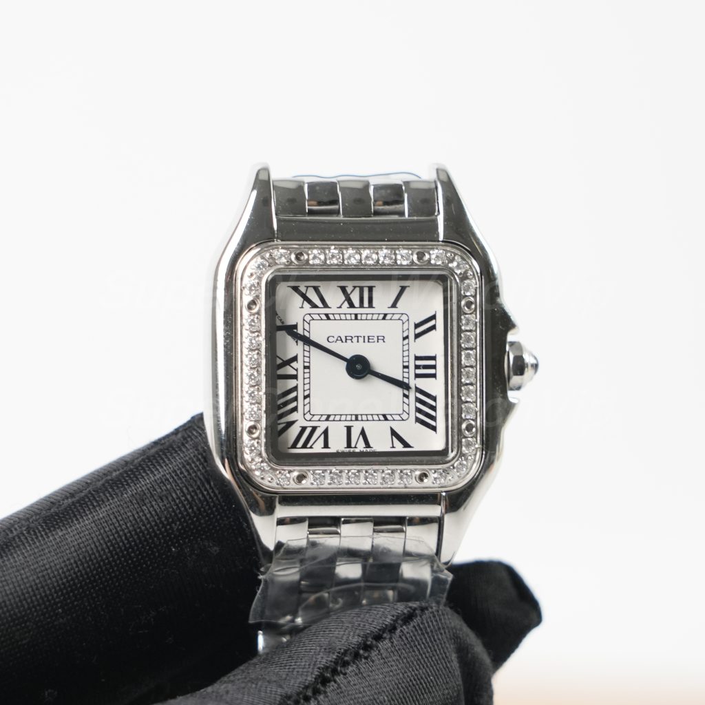 Cartier Panthère Steel Model Diamond Bezel White Dial Steel Bracelet 22x30mm Replica Watches - 3-225-scaled