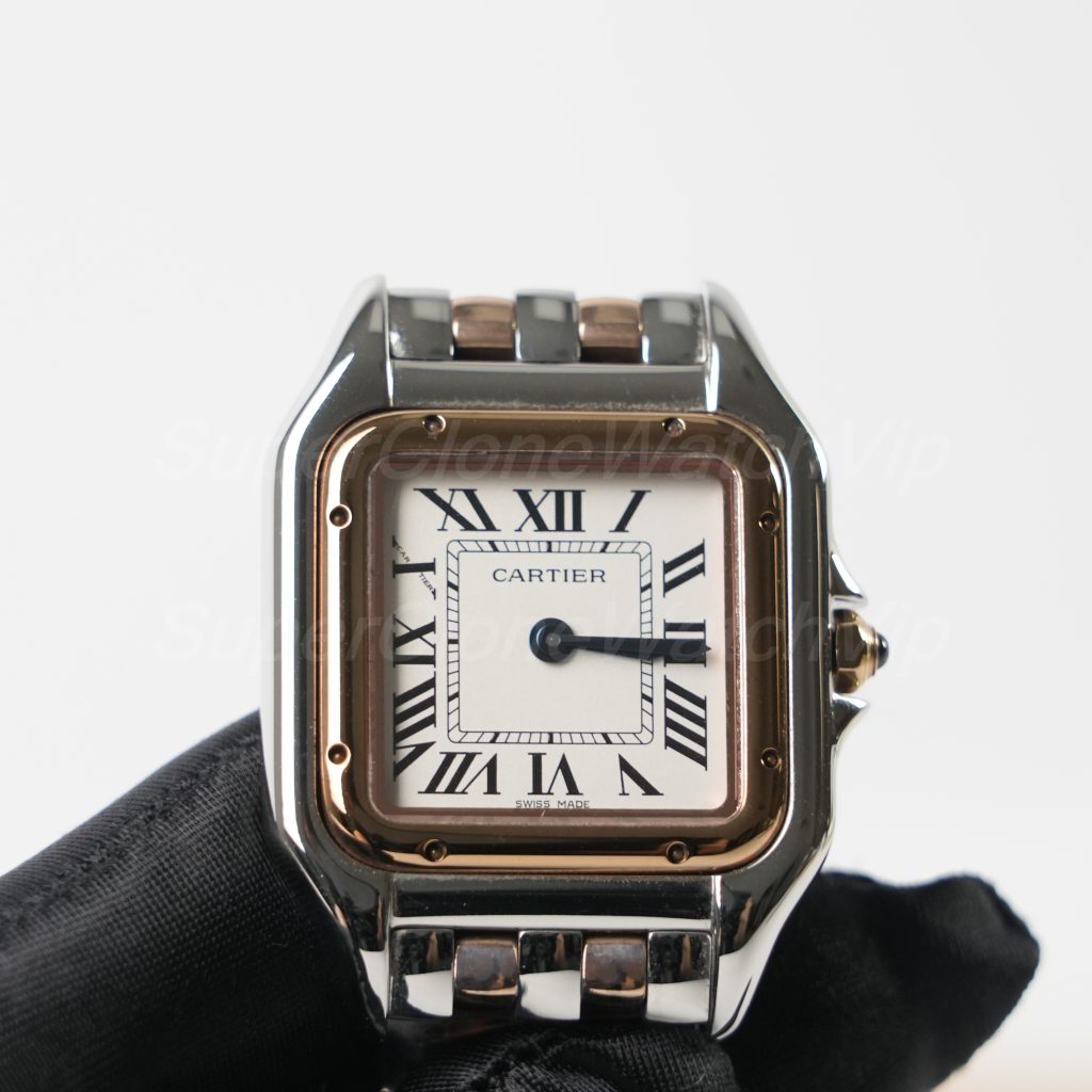 Cartier Panthère Two-Tone Rose Gold White Dial Two-Tone Rose Gold Bracelet 27x37mm Replica Watches - 3-230-scaled