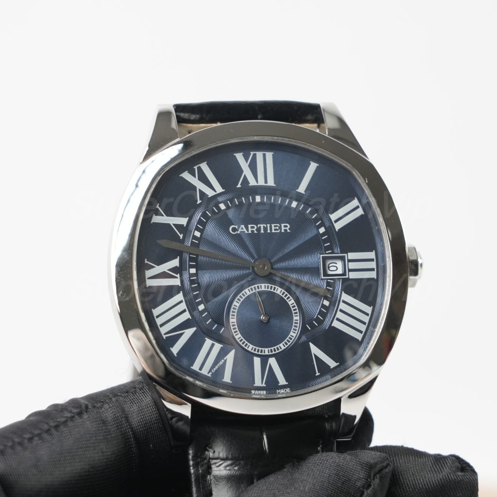 Cartier Drive de Cartier Steel Model Blue Dial Black Alligator Leather Strap 40mm Replica Watches - 3-231-scaled