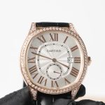 Cartier Drive de Cartier Rose Gold Diamond Bezel White Dial Black Alligator Leather Strap 40mm Replica Watches - 3-232-scaled