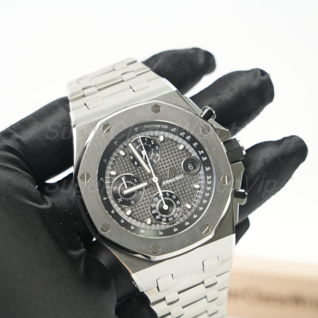 Audemars Piguet Royal Oak Offshore Steel Model Chronograph Grey Tapisserie Dial Steel Bracelet 42mm Replica Watch - 3-233-scaled