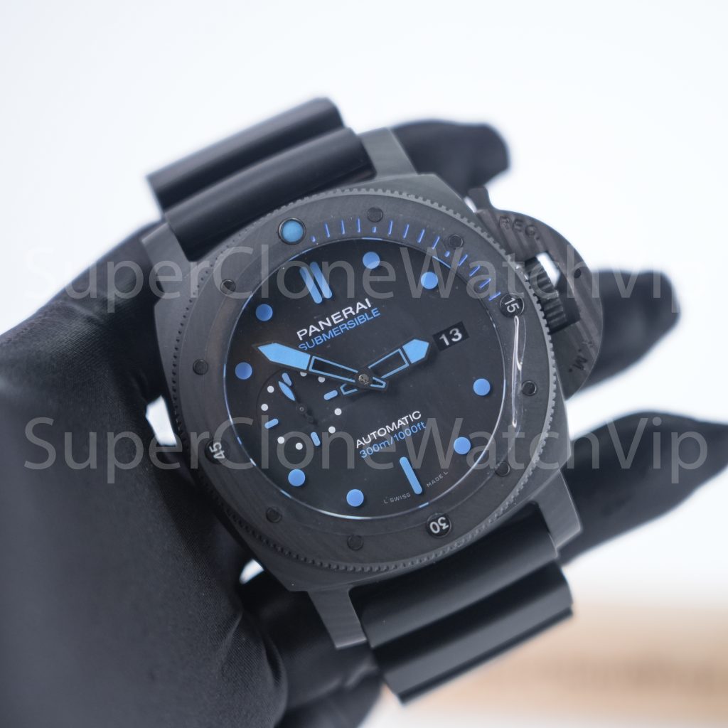 Panerai Submersible PAM01616 Carbotech Black Dial Carbon Fiber Dive Bezel Black Rubber Strap 47mm Replica Watches - 3-244-scaled
