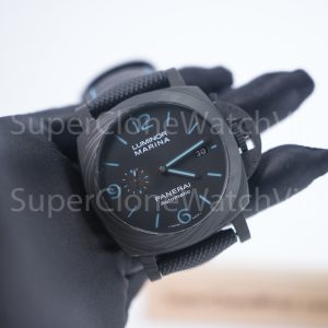 Panerai Luminor Marina PAM02661 Carbotech Black Dial Blue Lume Black Rubber Strap 44mm Replica Watches - 3-245-scaled