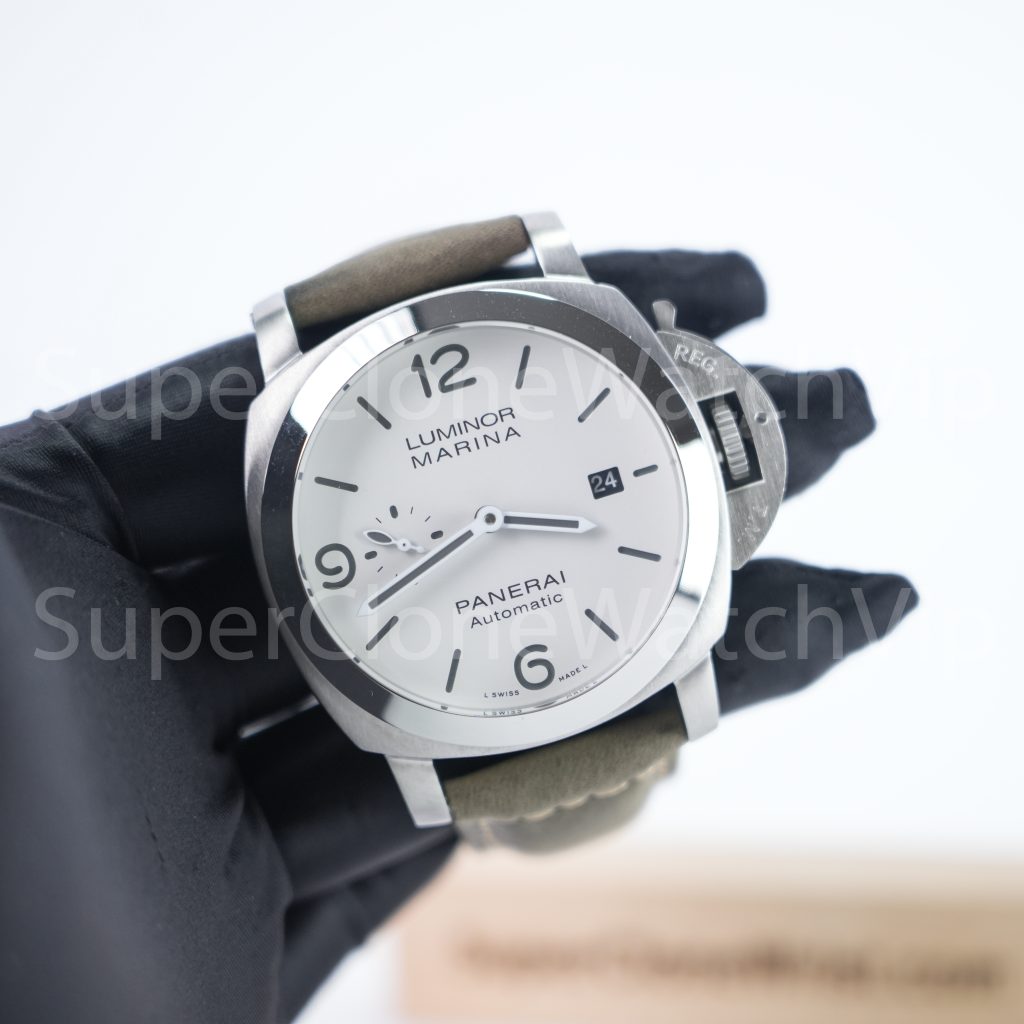 Panerai Luminor Marina PAM01314 Steel Model White Dial Brown Leather Strap 44mm Replica Watches - 3-253-scaled