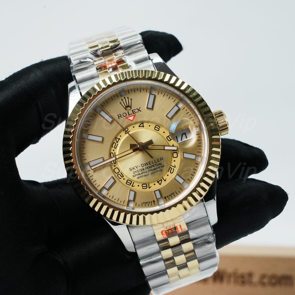 Rolex-Sky-Dweller-326933-Gold-Dial-Steel-Gold-42mm Super Clone Watches Replica Watches - 3-255-scaled