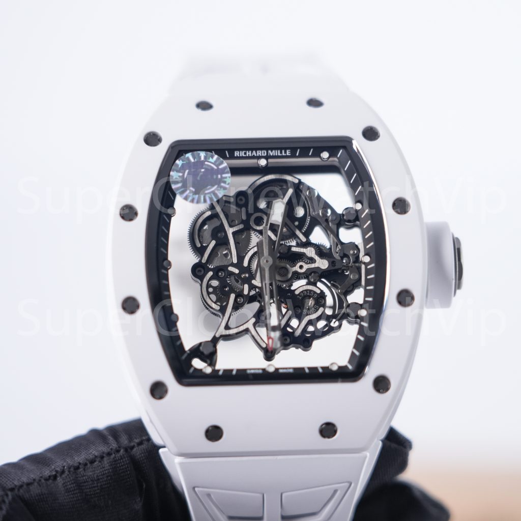 Richard Mille RM 055 Bubba Watson White Ceramic Skeleton Dial White Rubber Strap 49mm Replica Watch - 4-100-scaled