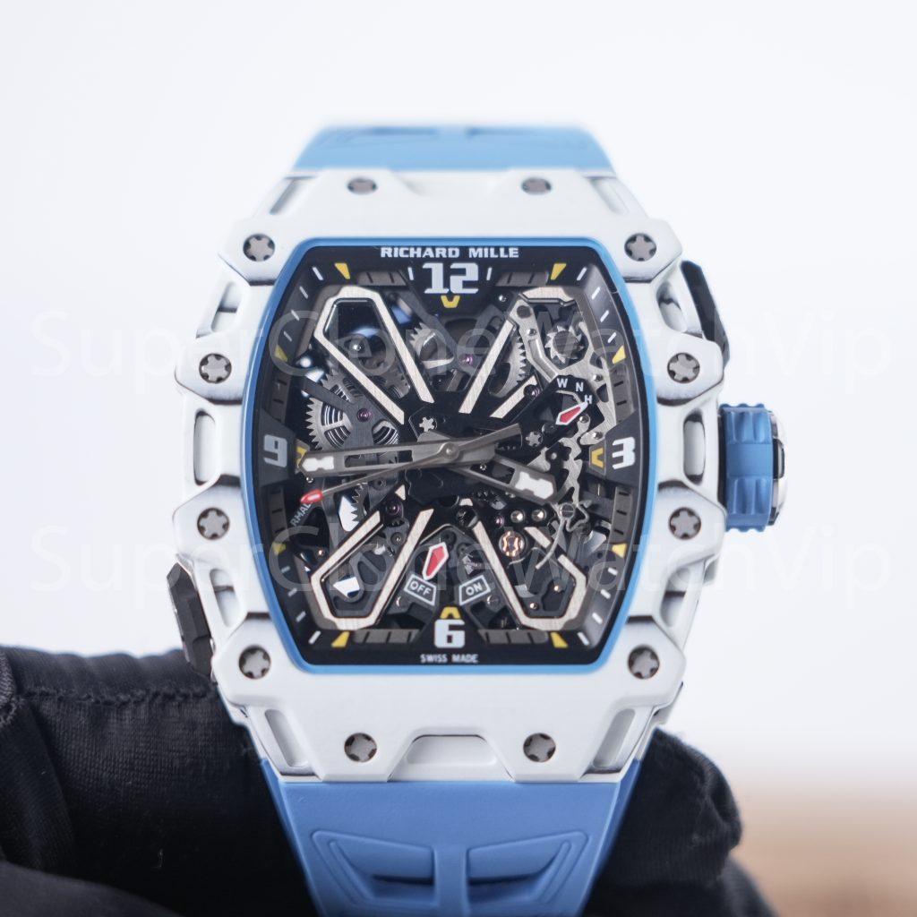 Richard Mille RM 35-03 Rafael Nadal Butterfly Rotor White Quartz TPT Blue Rubber Strap 49mm Replica Watch - 4-102-scaled