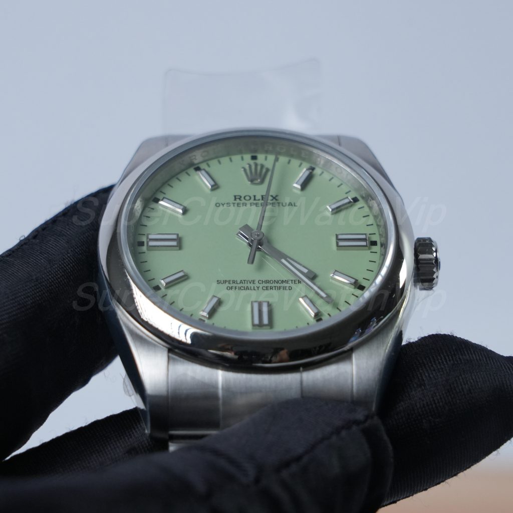 Rolex Oyster Perpetual Steel Model Pistachio Green Dial Oyster Bracelet 36mm Replica Watch - 4-182-scaled