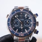 Omega Seamaster Planet Ocean 600M Chronograph Two-Tone Rose Gold Blue Dial Blue Ceramic Bezel Two-Tone Bracelet 45.5mm Replica Watches - 4-187-scaled