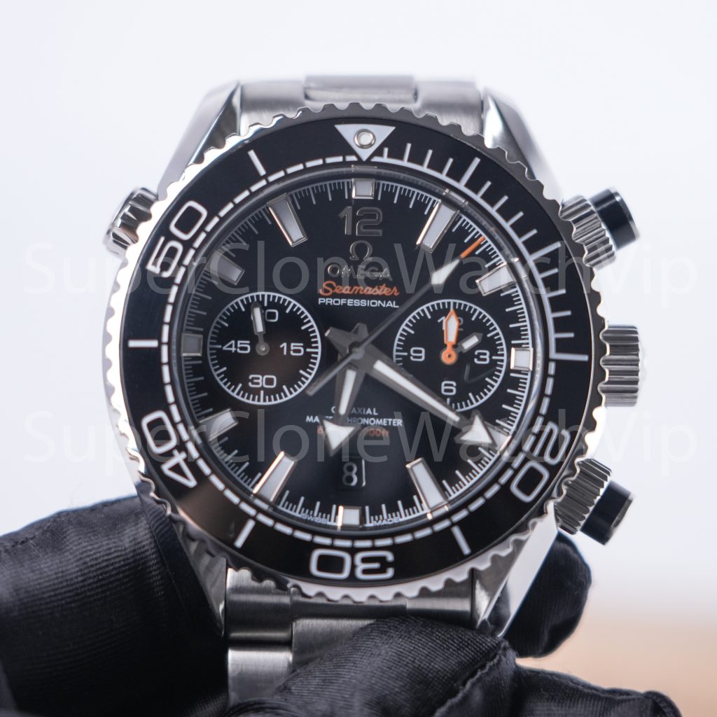 Omega Seamaster Planet Ocean 600M Chronograph Steel Model Black Dial Black Ceramic Bezel Steel Bracelet 45.5mm Replica Watches - 4-190-scaled