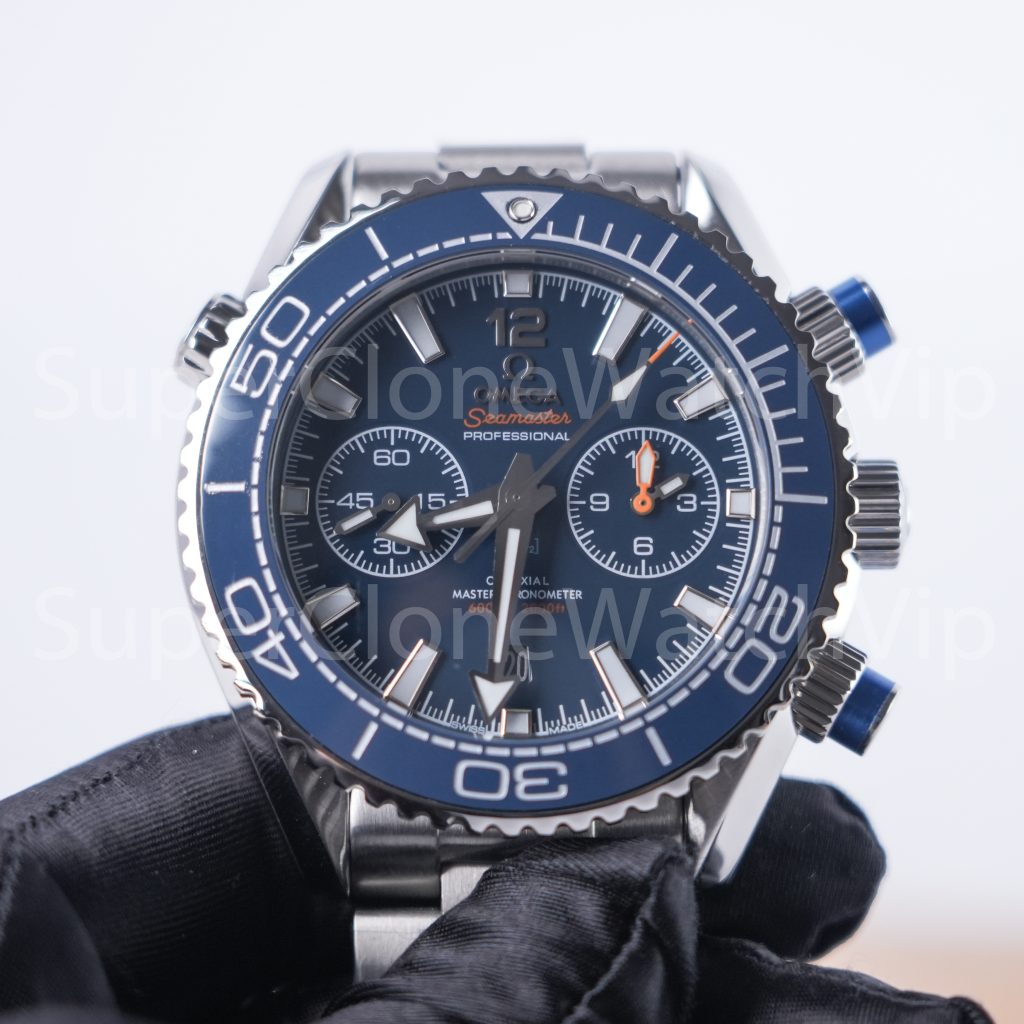 Omega Seamaster Planet Ocean 600M Chronograph Steel Model Blue Dial Blue Ceramic Bezel Steel Bracelet 45.5mm Replica Watches - 4-195-scaled