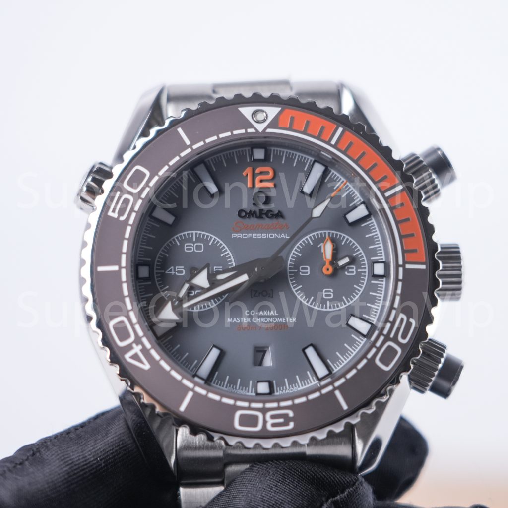 Omega Seamaster Planet Ocean 600M Chronograph Steel Model Grey Dial Grey-Orange Ceramic Bezel Steel Bracelet 45.5mm Replica Watches - 4-196-scaled