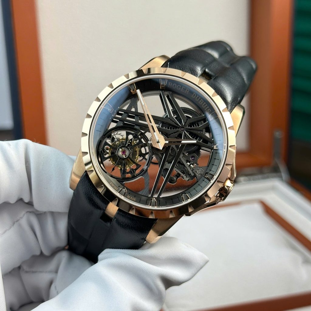 Roger Dubuis Excalibur RDDBEX0836 18K Rose Gold Skeleton Dial Rose Gold Bezel Black Rubber Strap 42mm Replica Watches - 4-199