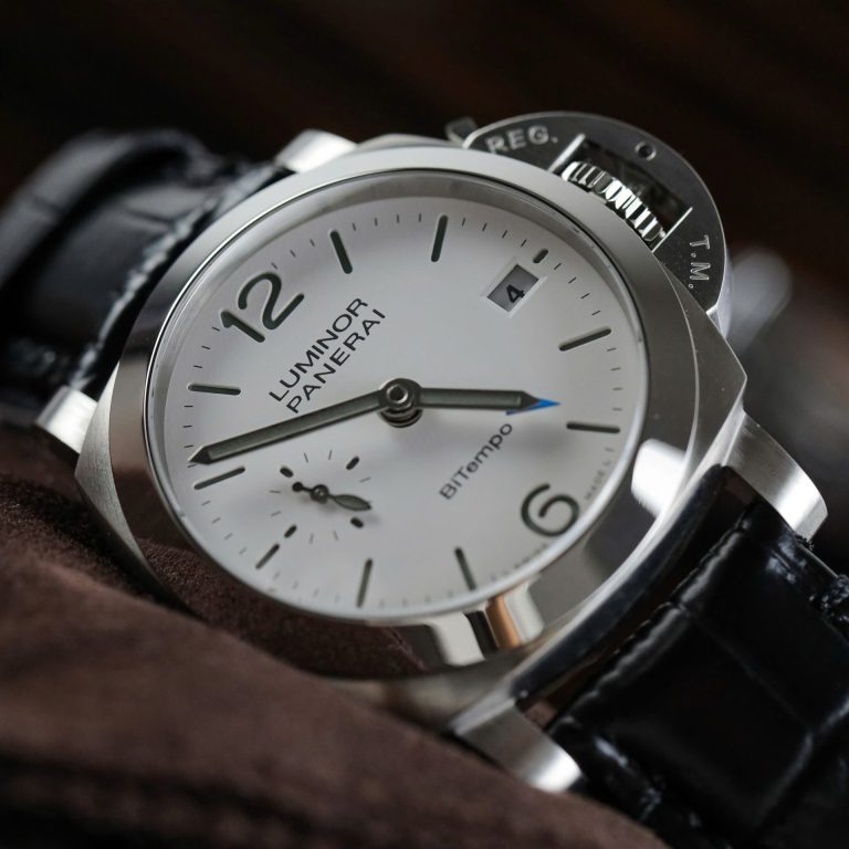 Panerai Luminor BiTempo PAM01367 Steel Model White Dial Black Alligator Leather Strap 44mm Replica Watches - 4-202