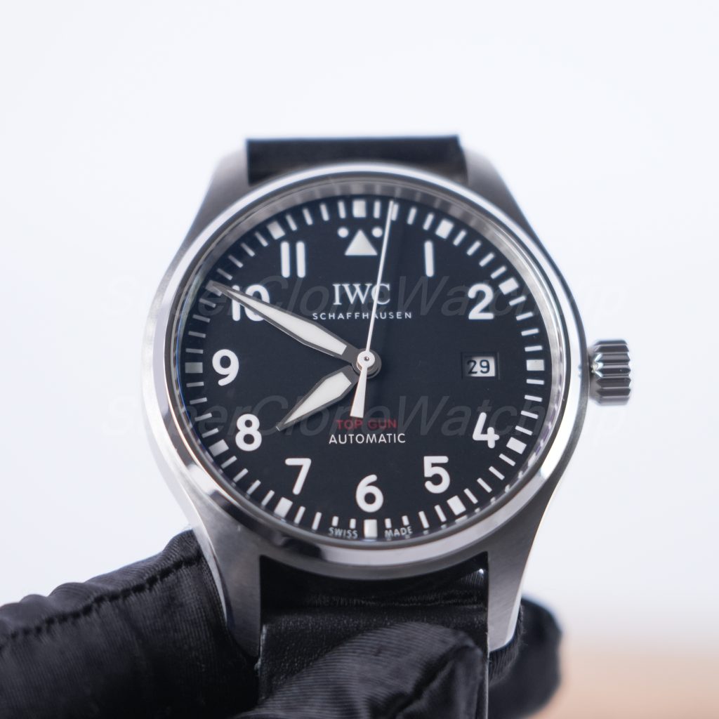 IWC Pilot's Watch Automatic TOP GUN Steel Model Black Dial Black Leather Strap 41mm Replica Watches - 4-203-scaled