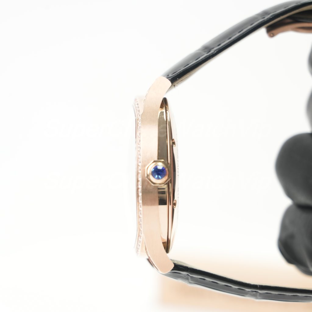 Cartier Drive de Cartier Rose Gold Diamond Bezel Black Dial Black Alligator Leather Strap 40mm Replica Watches - 4-221-scaled