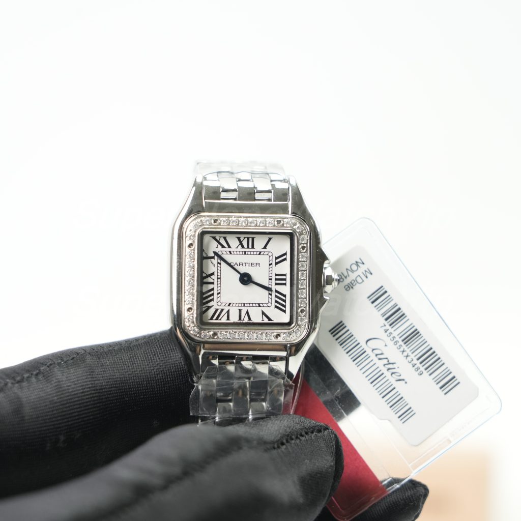 Cartier Panthère Steel Model Diamond Bezel White Dial Steel Bracelet 22x30mm Replica Watches - 4-223-scaled