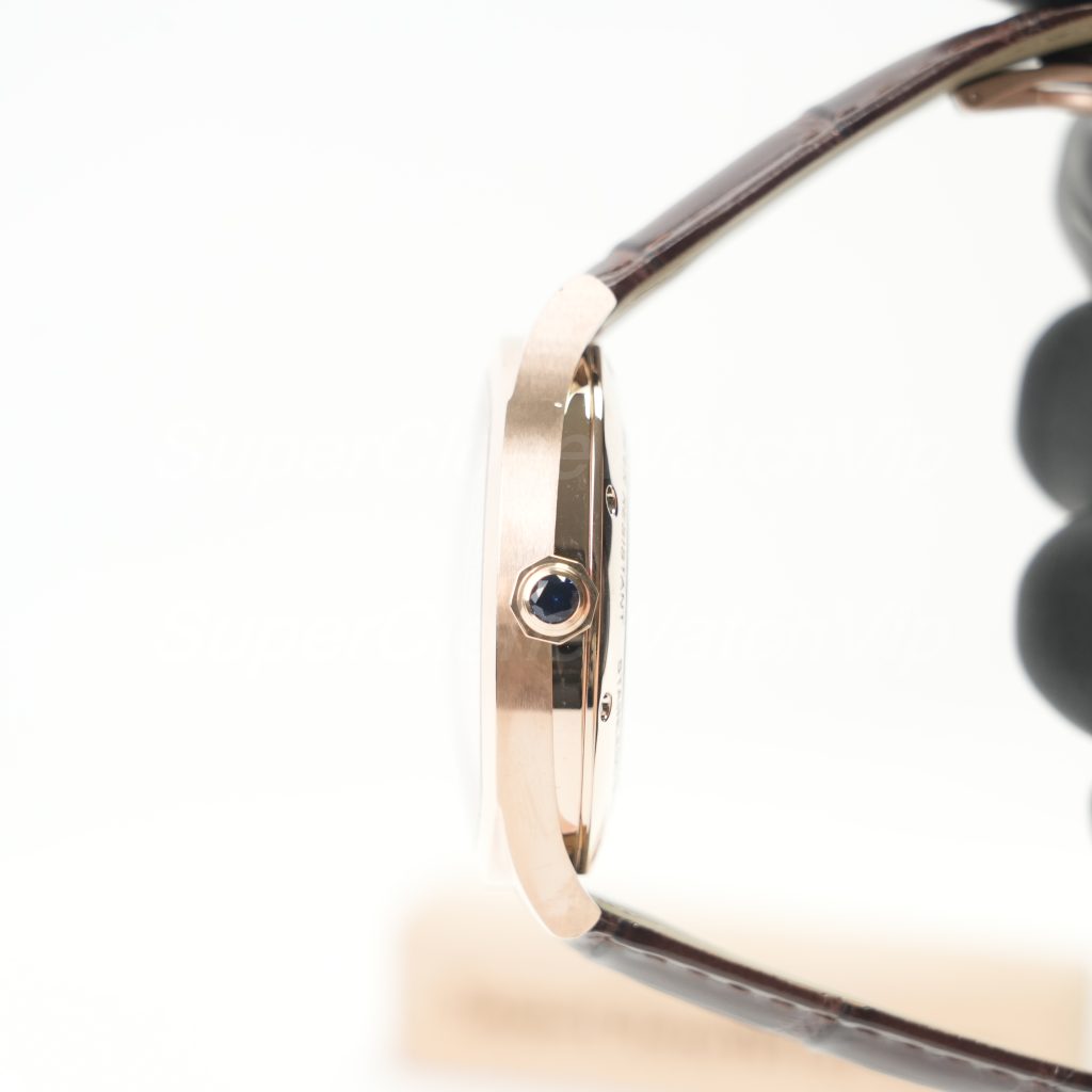 Cartier Drive de Cartier Rose Gold Silver Dial Brown Alligator Leather Strap 40mm Replica Watches - 4-224-scaled