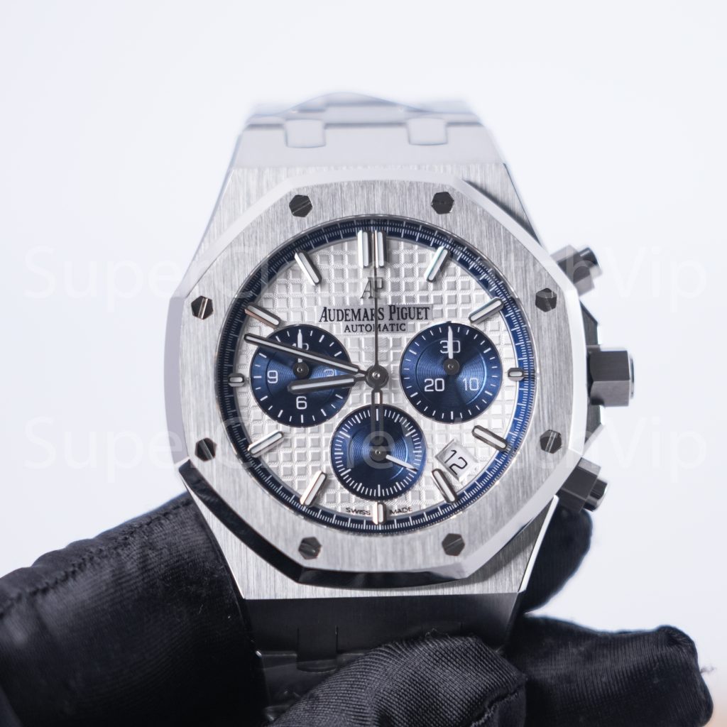 Audemars Piguet Royal Oak Chronograph 26315ST Steel Model Silver Grande Tapisserie Dial Blue Sub-dials Steel Bracelet 38mm Replica Watch - 4-231-scaled