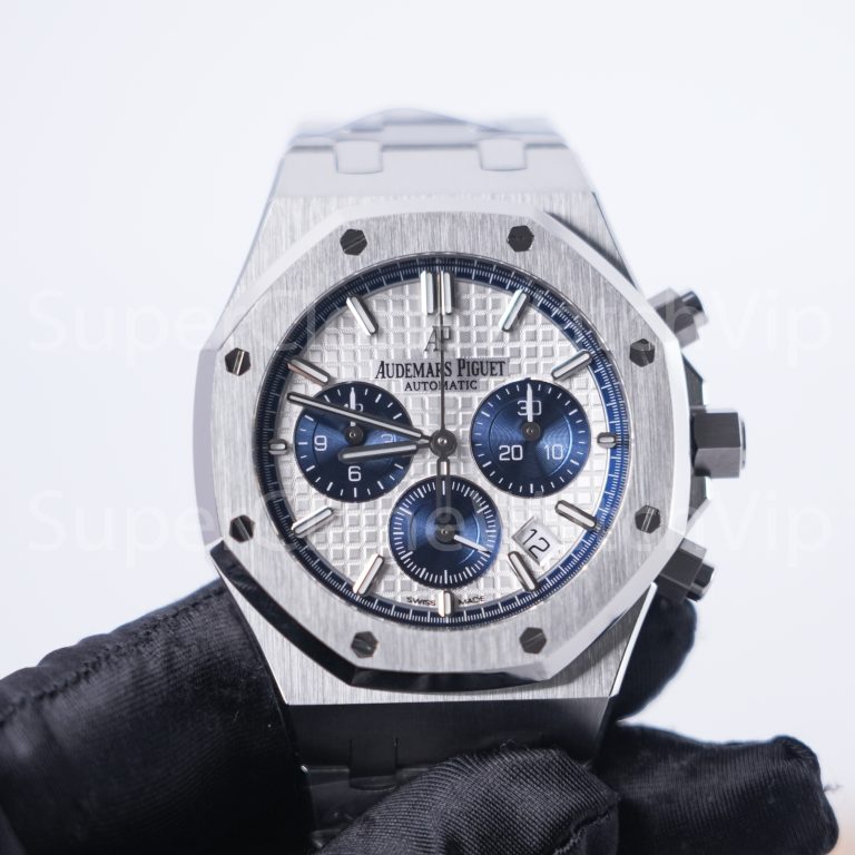 Audemars Piguet Royal Oak Chronograph 26315ST Steel Model Silver Grande Tapisserie Dial Blue Sub-dials Steel Bracelet 38mm Replica Watch - 4-231-scaled