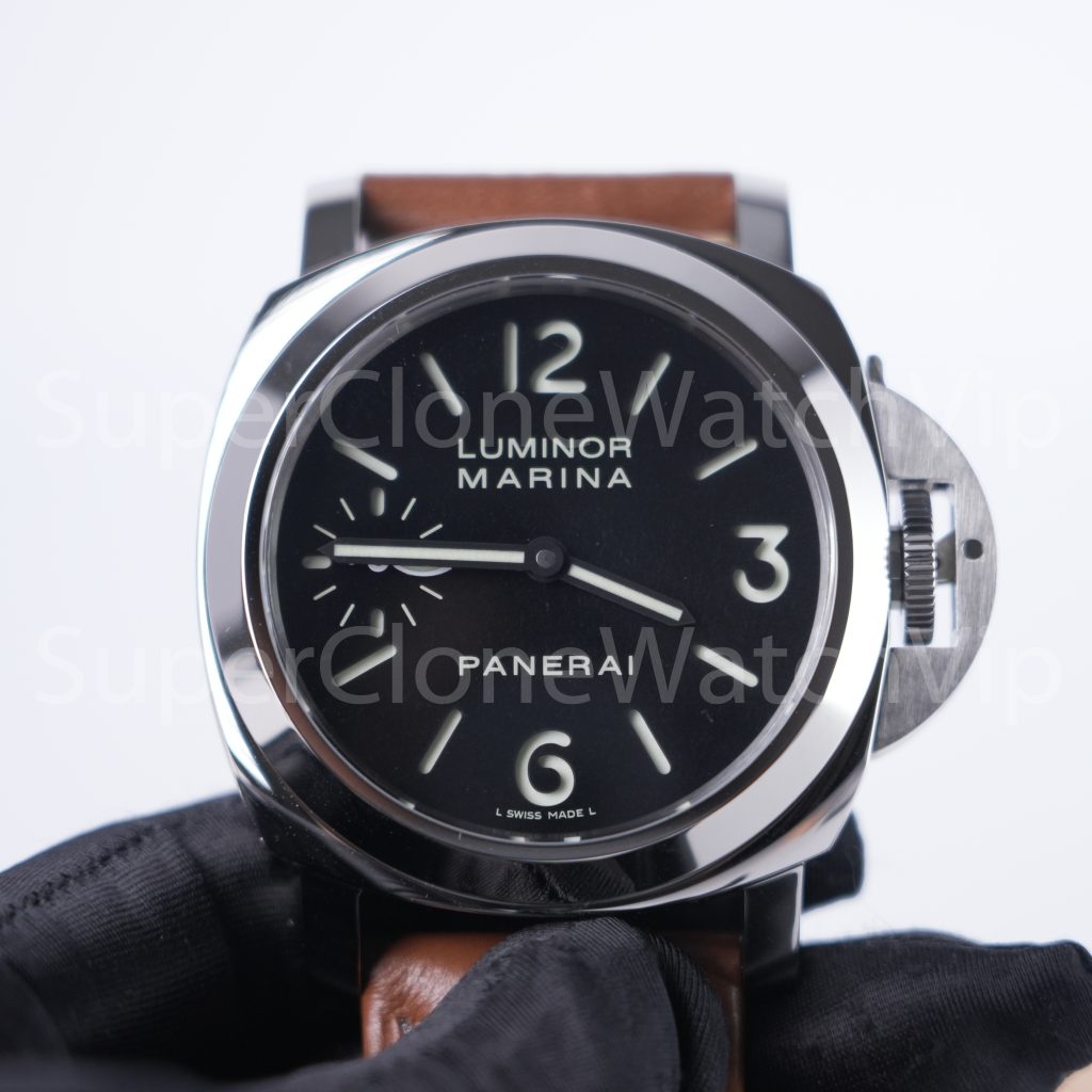 Panerai Luminor Marina PAM00111 Steel Black Dial Brown Leather Strap 44mm Replica Watches - 4-238-scaled