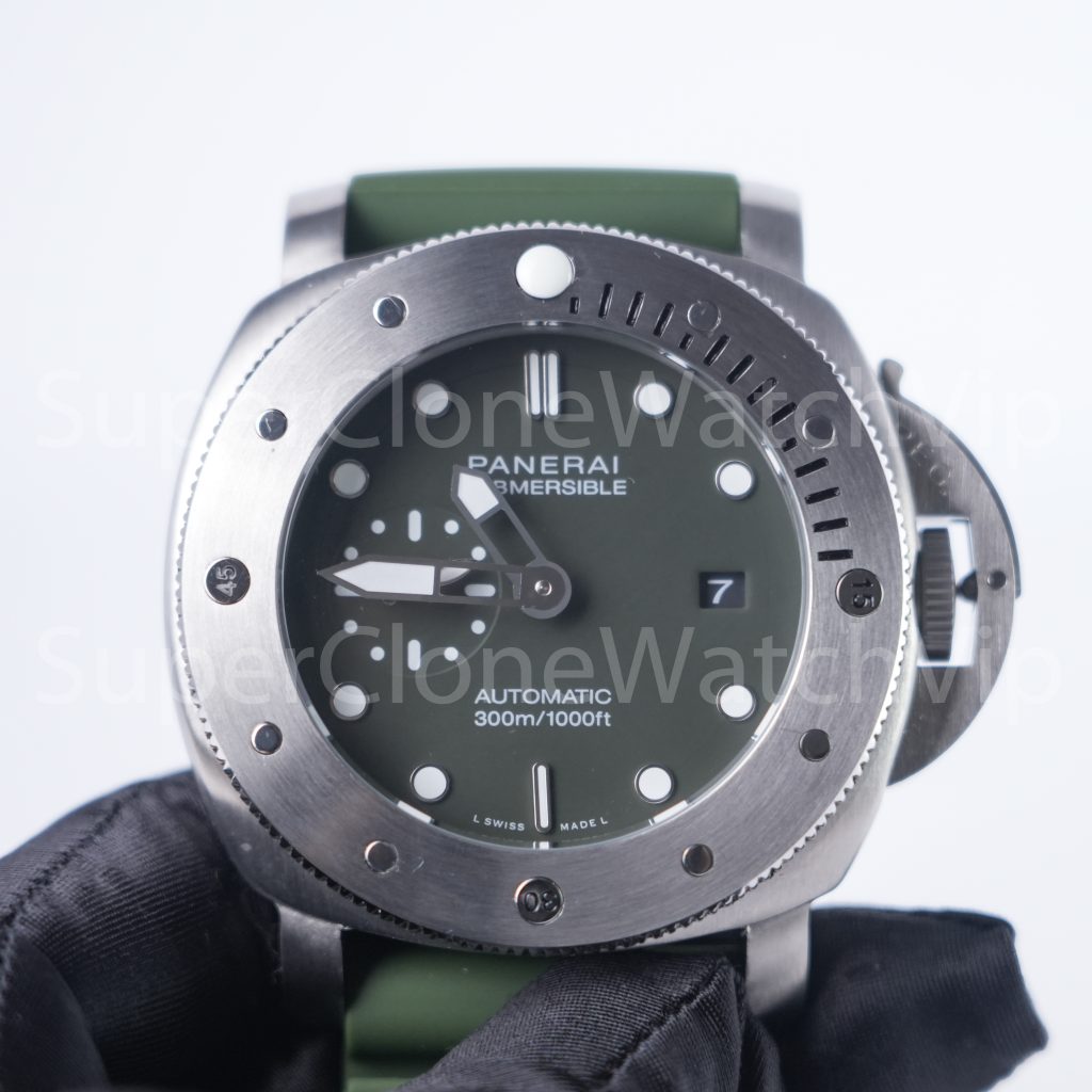 Panerai Submersible Verde Militare PAM01055 Steel Green Dial Green Rubber Strap 42mm Replica Watches - 4-247-scaled
