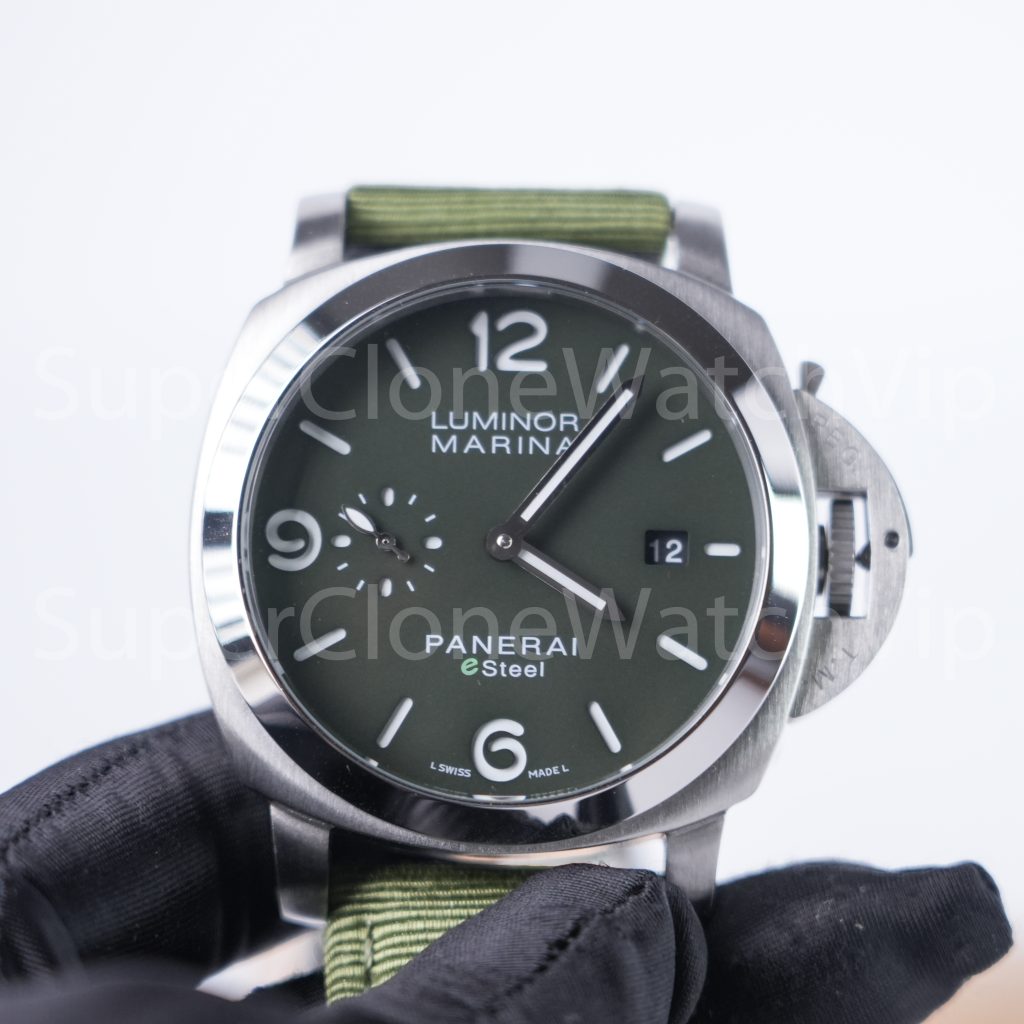 Panerai Luminor Marina eSteel PAM01356 Verde Smeraldo Green Gradient Dial Fabric Strap 44mm Replica Watches - 4-248-scaled