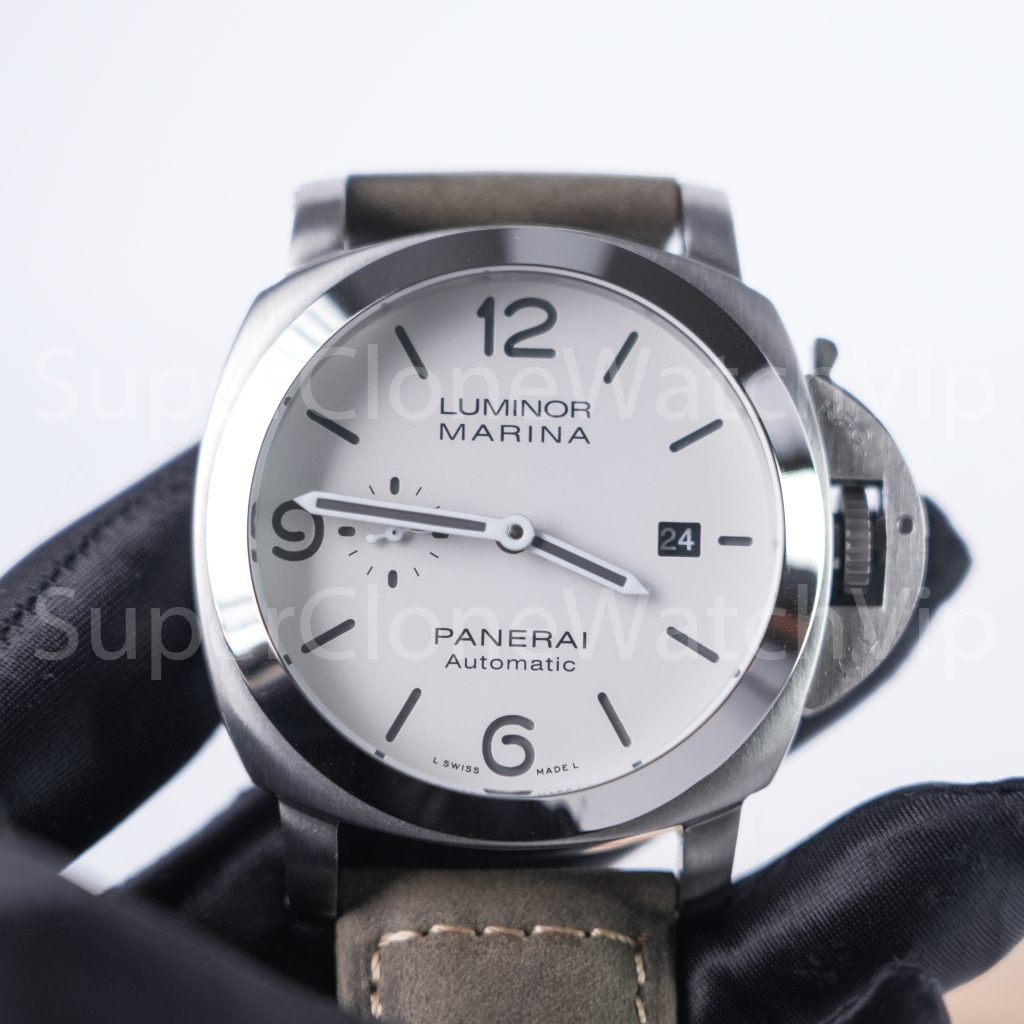 Panerai Luminor Marina PAM01314 Steel Model White Dial Brown Leather Strap 44mm Replica Watches - 4-249-scaled