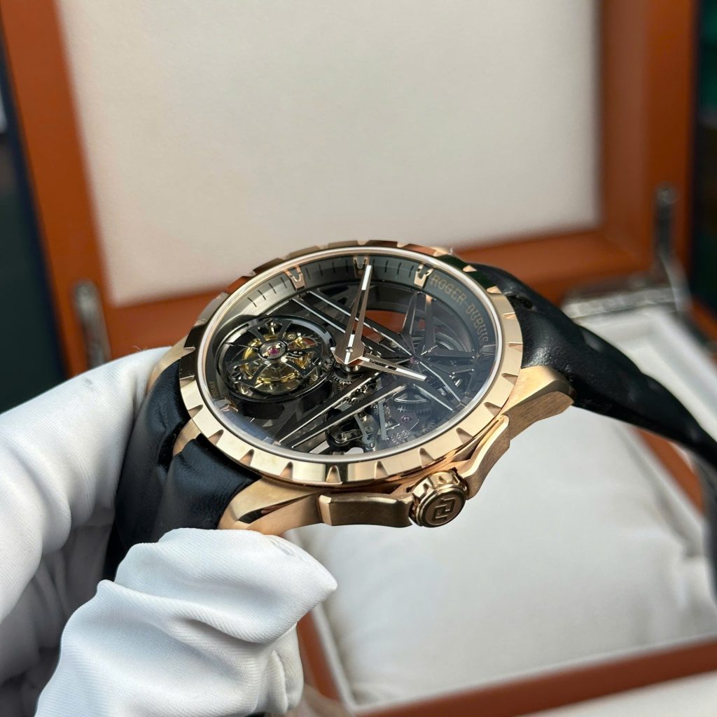 Roger Dubuis Excalibur RDDBEX0836 18K Rose Gold Skeleton Dial Rose Gold Bezel Black Rubber Strap 42mm Replica Watches - 5-201