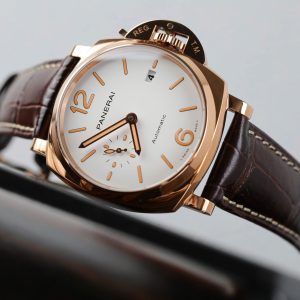 Panerai Luminor Due PAM01042 18K Rose Gold White Dial Smooth Bezel Brown Leather Strap 42mm Replica Watches - 5-203
