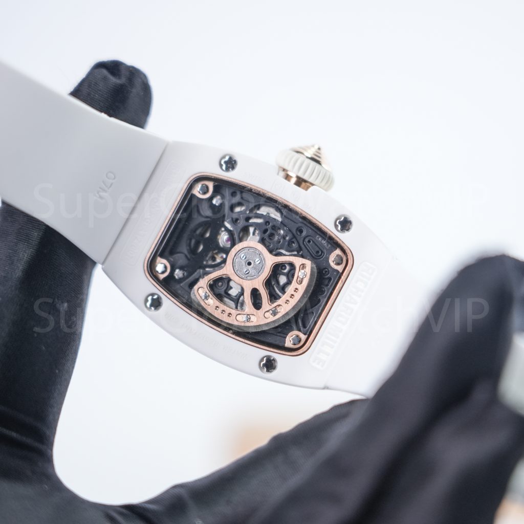 Richard Mille Bonbon RM 07-03 Steel(Ceramic-finish) Swirl Dial Steel Bezel White Rubber Strap 31mm Replica Watch - 6-175-scaled
