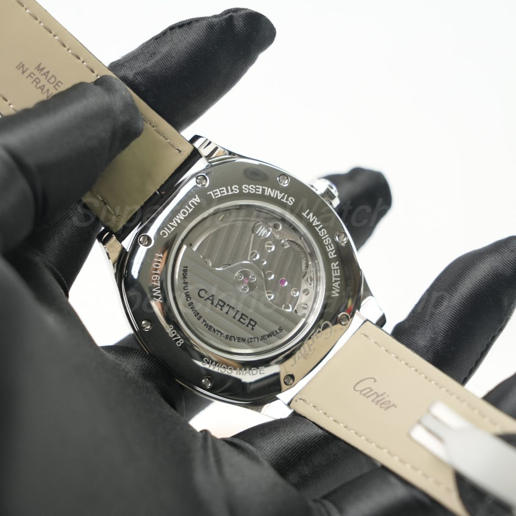 Cartier Drive de Cartier Steel Model Diamond Bezel Black Dial Black Alligator Leather Strap 40mm Replica Watches - 6-220-scaled
