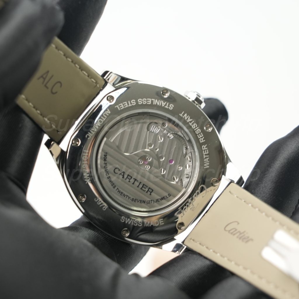 Cartier Drive de Cartier Steel Model Silver Dial Black Alligator Leather Strap 40mm Replica Watches - 6-223-scaled