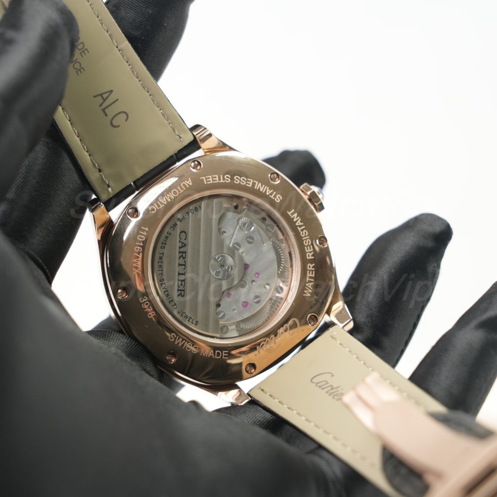 Cartier Drive de Cartier Rose Gold Diamond Bezel Black Dial Black Alligator Leather Strap 40mm Replica Watches - 6-226-scaled