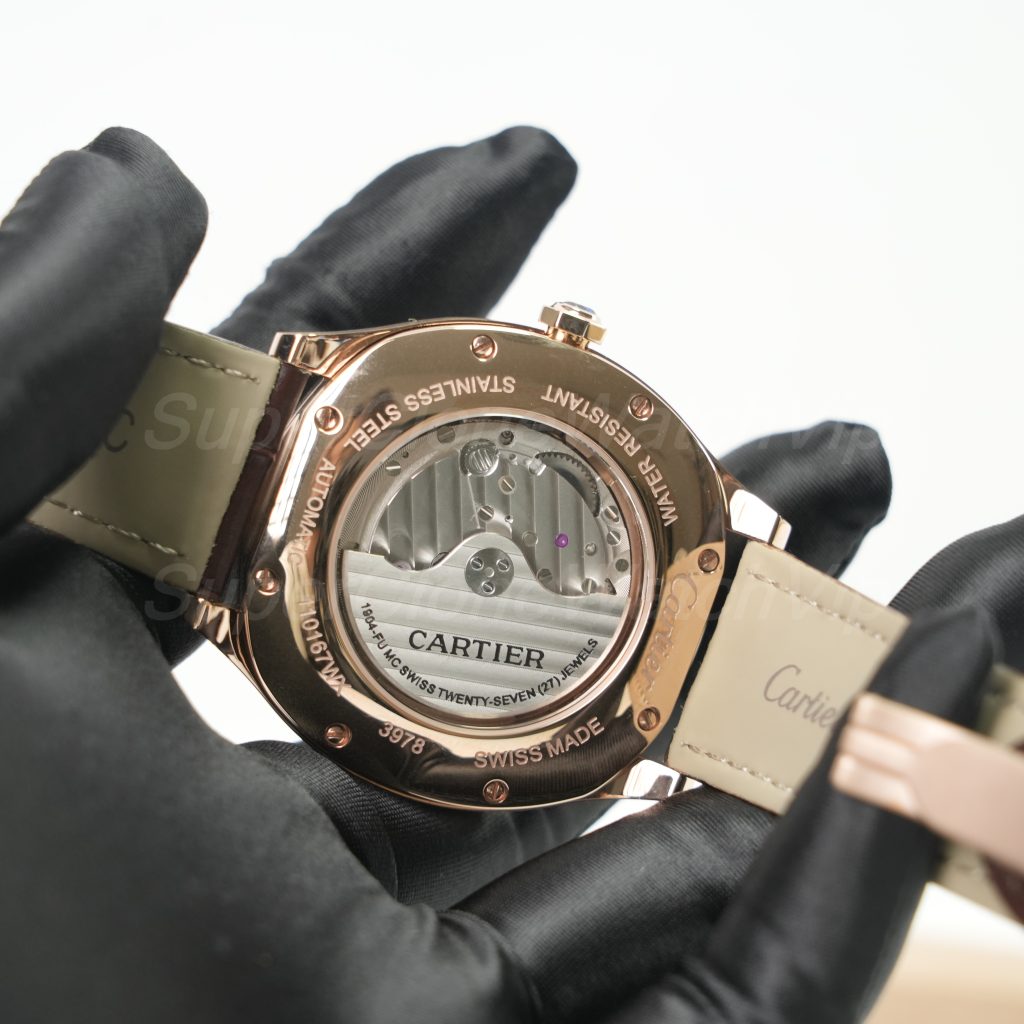 Cartier Drive de Cartier Rose Gold Silver Dial Brown Alligator Leather Strap 40mm Replica Watches - 6-229-scaled