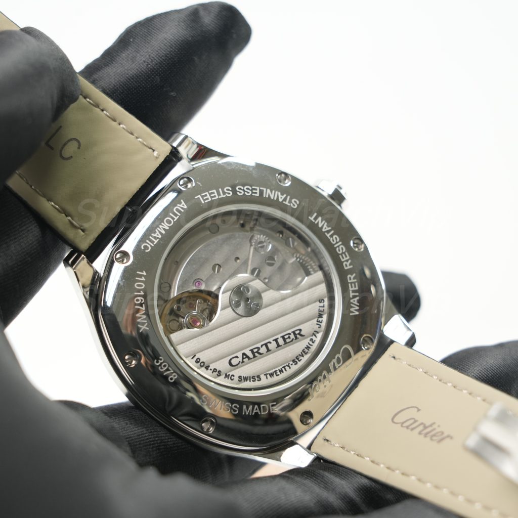 Cartier Drive de Cartier Steel Model Blue Dial Black Alligator Leather Strap 40mm Replica Watches - 6-234-scaled