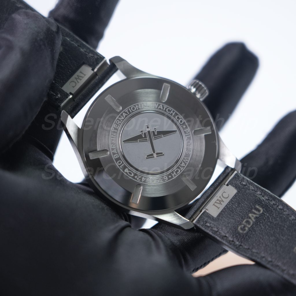 IWC Pilot's Watch Automatic TOP GUN Steel Model Black Dial Black Leather Strap 41mm Replica Watches - 7-203-scaled