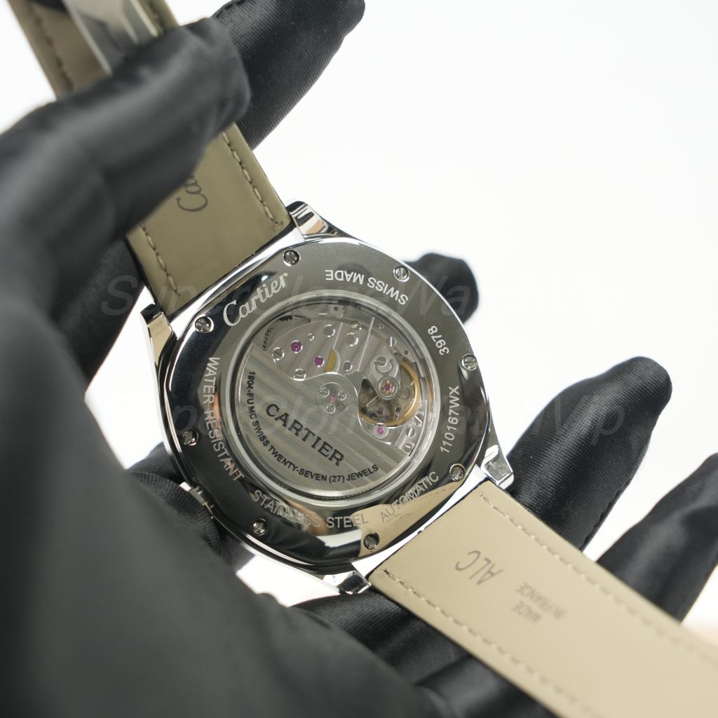 Cartier Drive de Cartier Steel Model Diamond Bezel Black Dial Black Alligator Leather Strap 40mm Replica Watches - 7-212-scaled