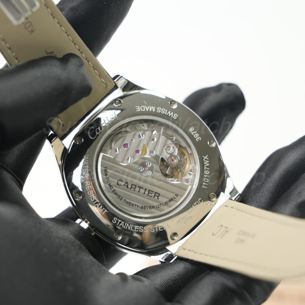 Cartier Drive de Cartier Steel Model Silver Dial Black Alligator Leather Strap 40mm Replica Watches - 7-215-scaled