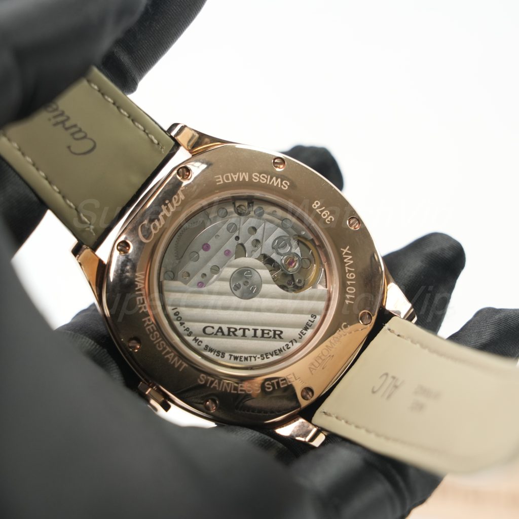 Cartier Drive de Cartier Rose Gold Diamond Bezel Black Dial Black Alligator Leather Strap 40mm Replica Watches - 7-217-scaled