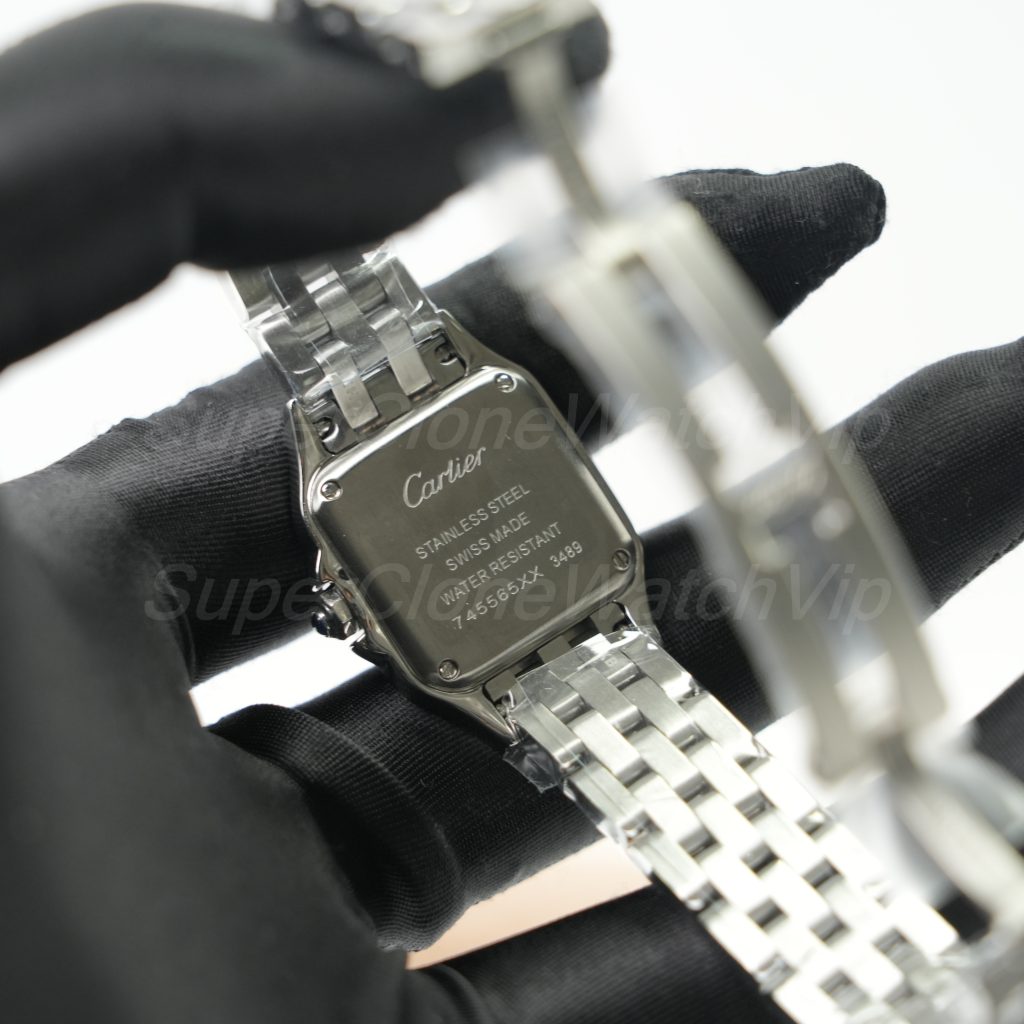 Cartier Panthère Steel Model Diamond Bezel White Dial Steel Bracelet 22x30mm Replica Watches - 7-219-scaled
