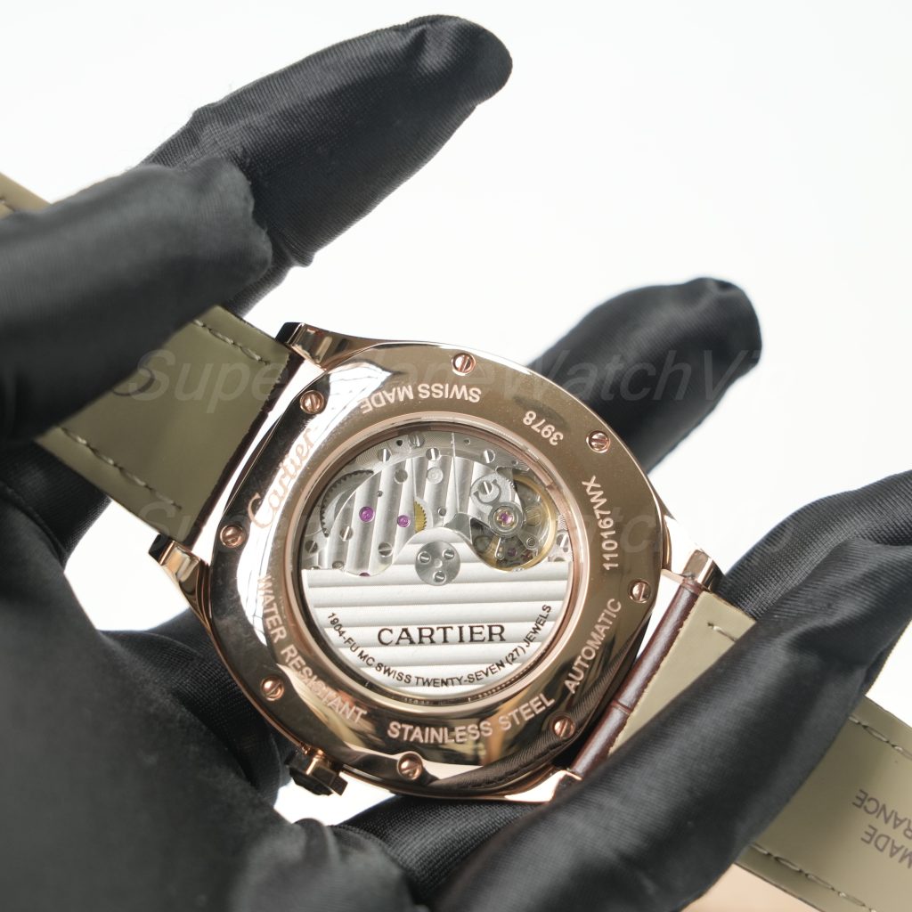 Cartier Drive de Cartier Rose Gold Silver Dial Brown Alligator Leather Strap 40mm Replica Watches - 7-220-scaled