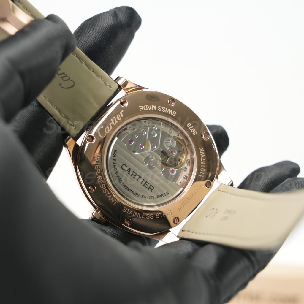Cartier Drive de Cartier Rose Gold Diamond Bezel White Dial Black Alligator Leather Strap 40mm Replica Watches - 7-225-scaled