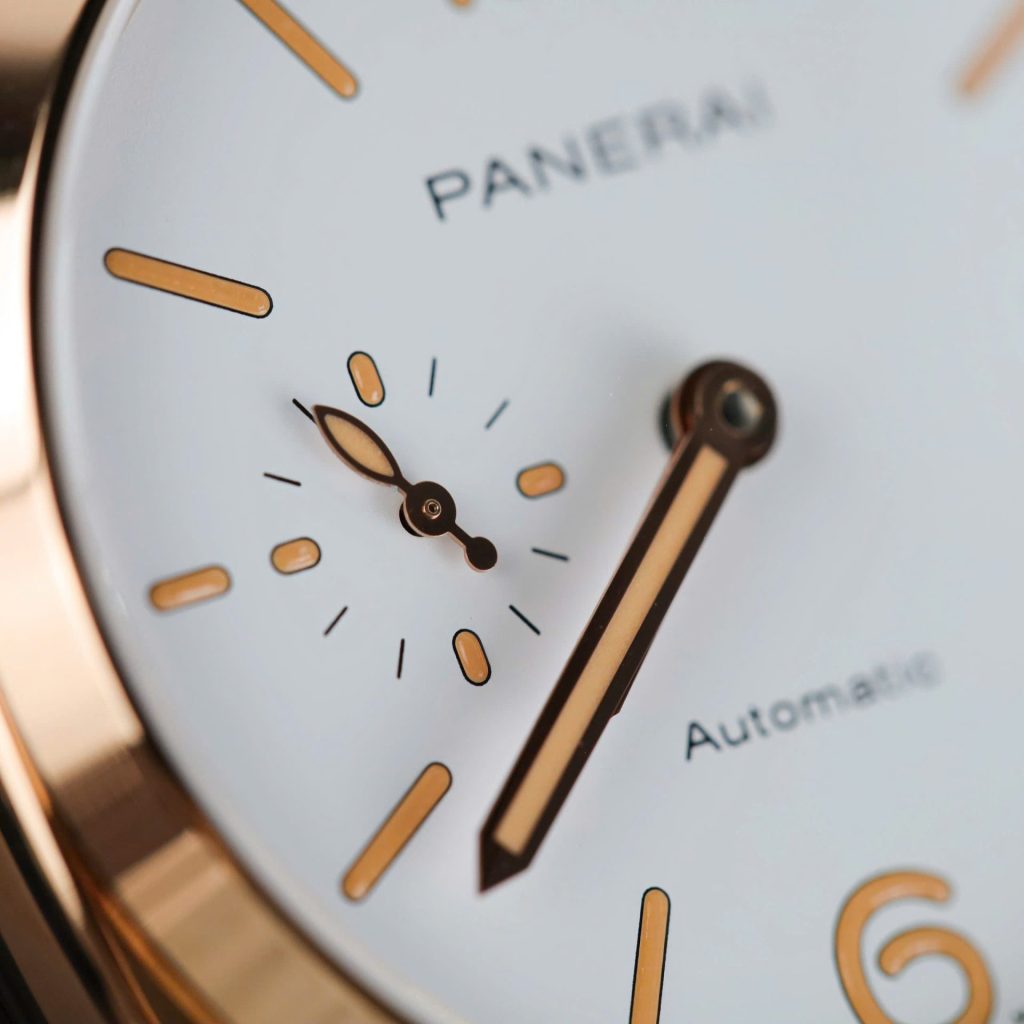 Panerai Luminor Due PAM01042 18K Rose Gold White Dial Smooth Bezel Brown Leather Strap 42mm Replica Watches - 8-199