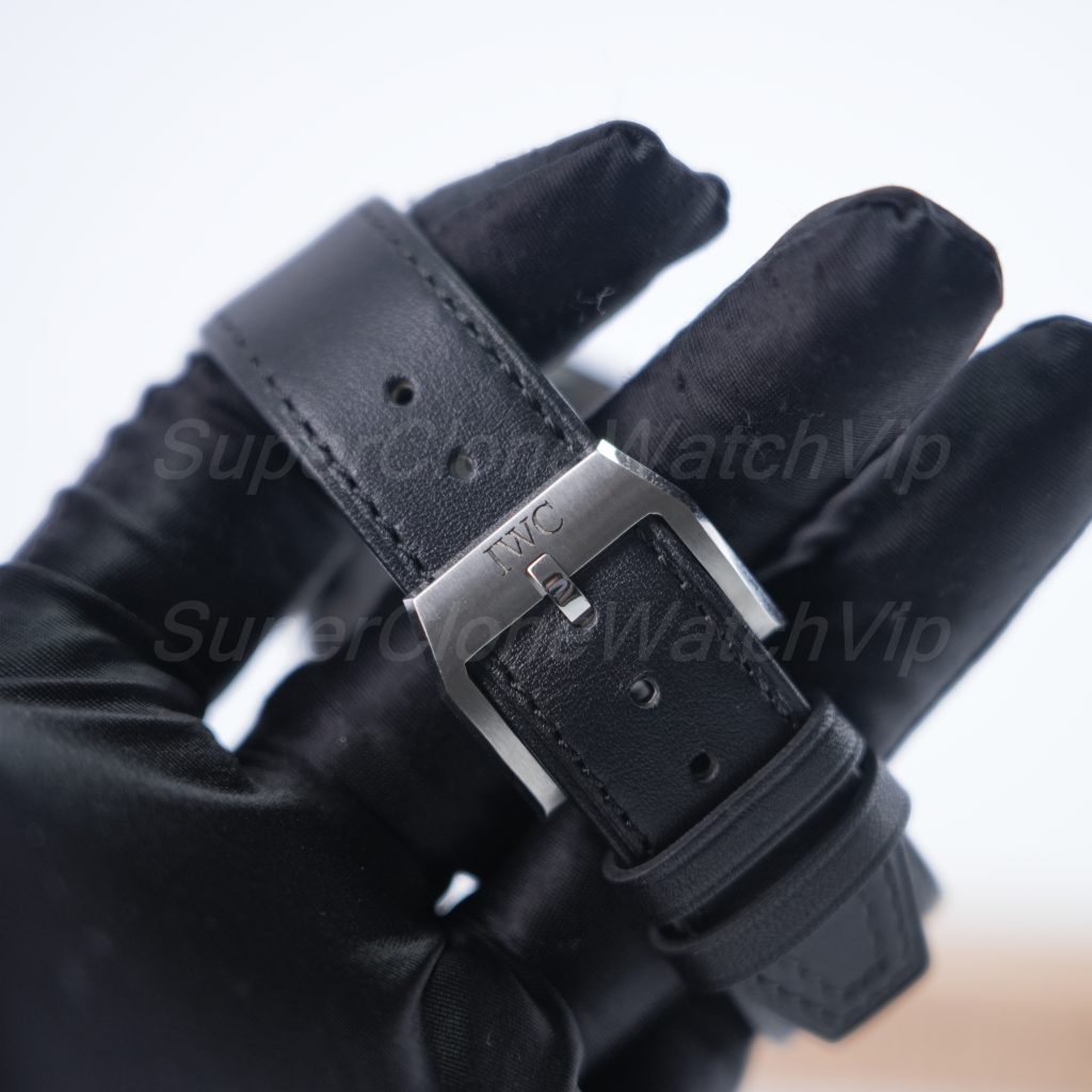 IWC Pilot's Watch Automatic TOP GUN Steel Model Black Dial Black Leather Strap 41mm Replica Watches - 8-201-scaled