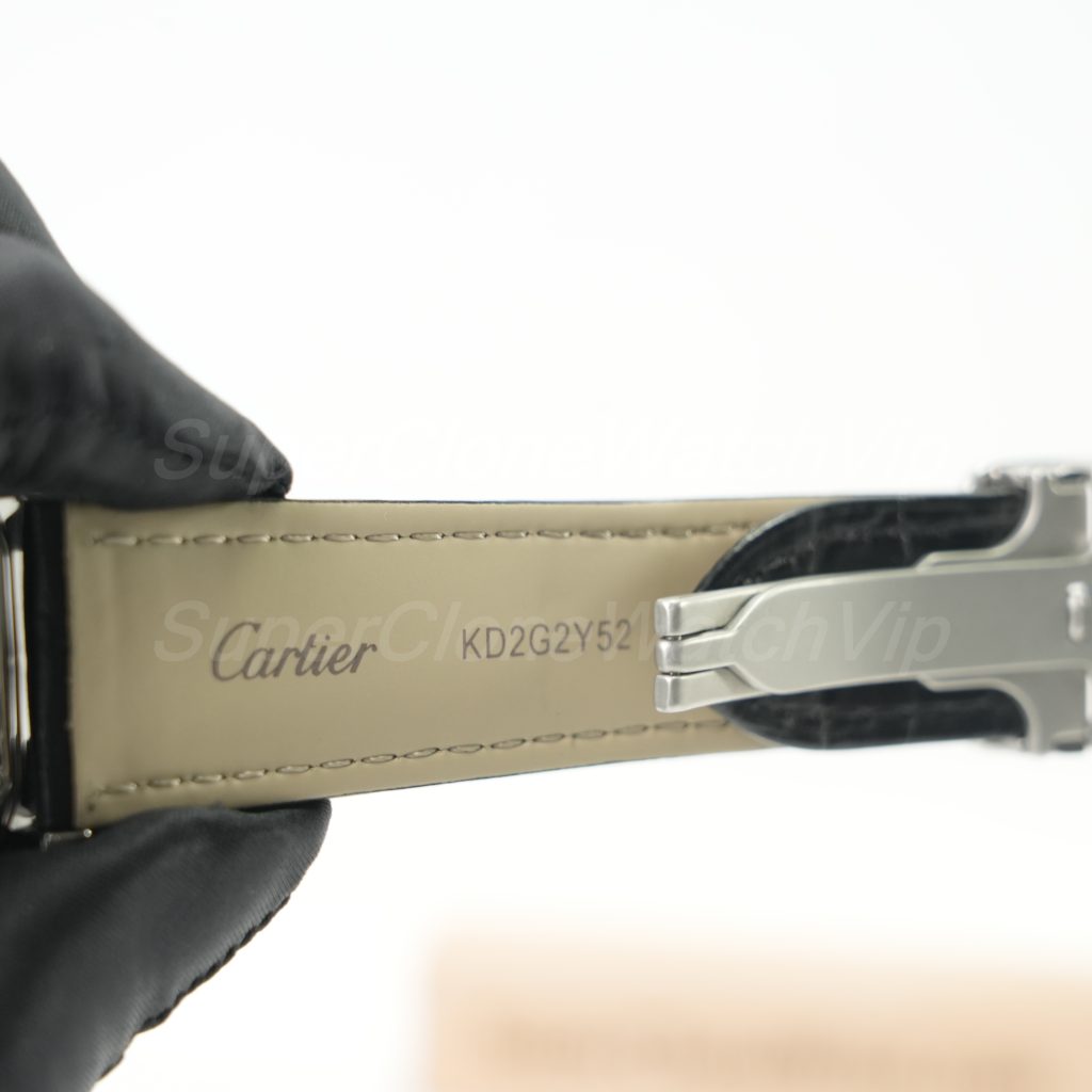 Cartier Drive de Cartier Steel Model Diamond Bezel Black Dial Black Alligator Leather Strap 40mm Replica Watches - 8-210-scaled