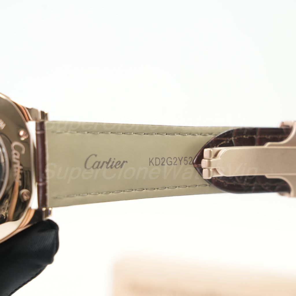 Cartier Drive de Cartier Rose Gold Silver Dial Brown Alligator Leather Strap 40mm Replica Watches - 8-218-scaled