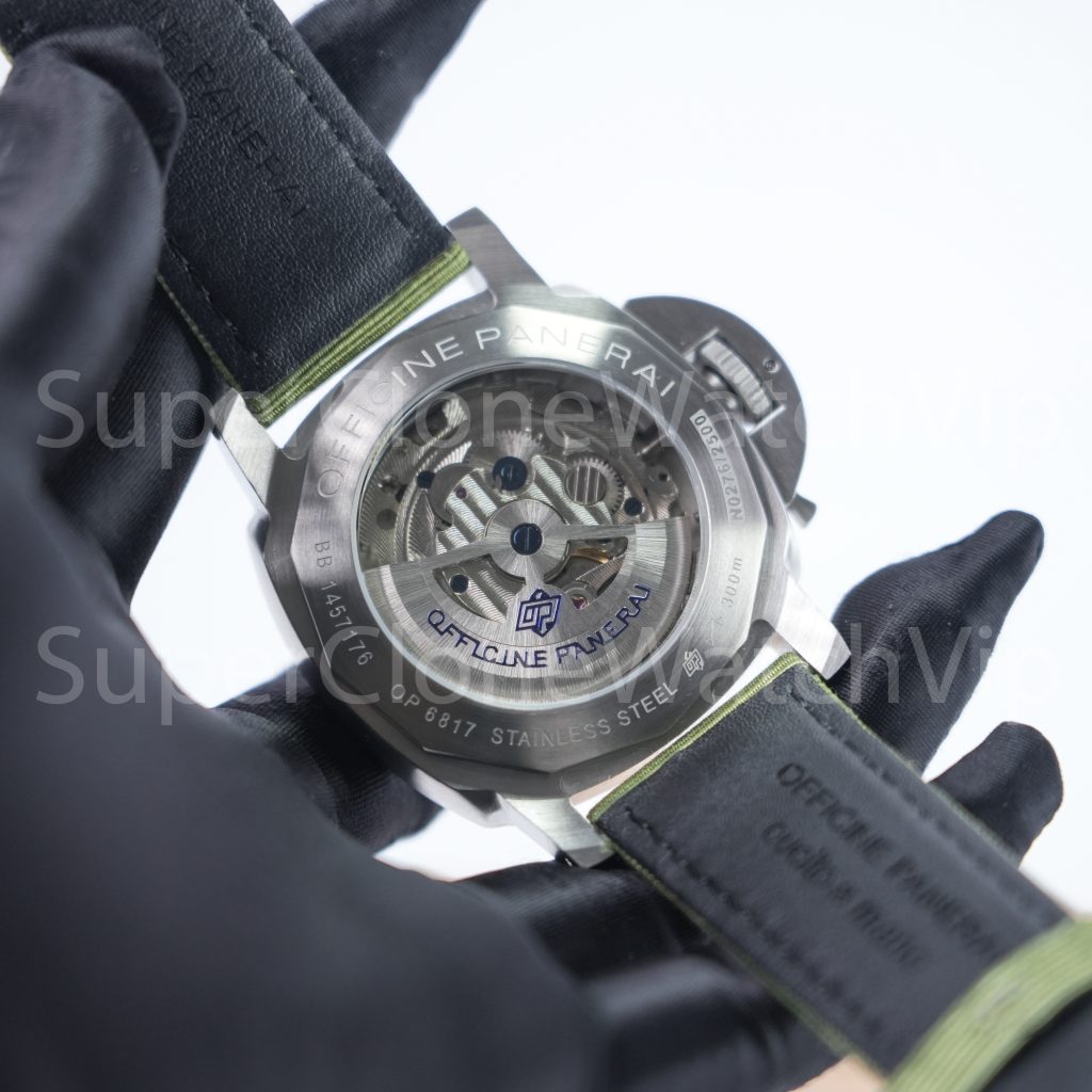 Panerai Luminor Marina eSteel PAM01356 Verde Smeraldo Green Gradient Dial Fabric Strap 44mm Replica Watches - 8-243-scaled